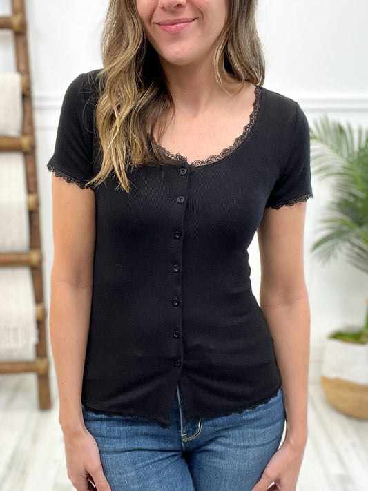 Edge Lace Basic Button Down Top