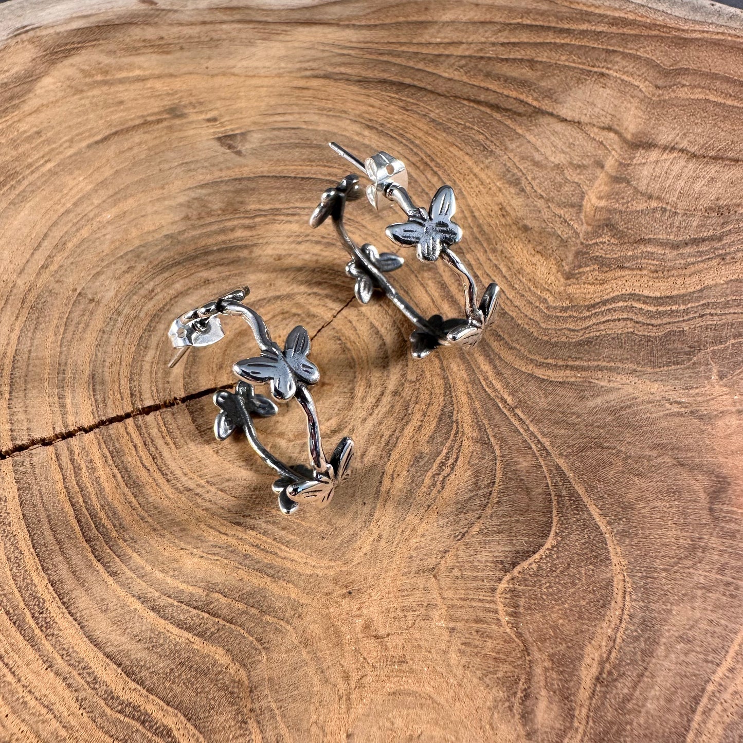 Sterling Silver Butterfly Hoop Earring