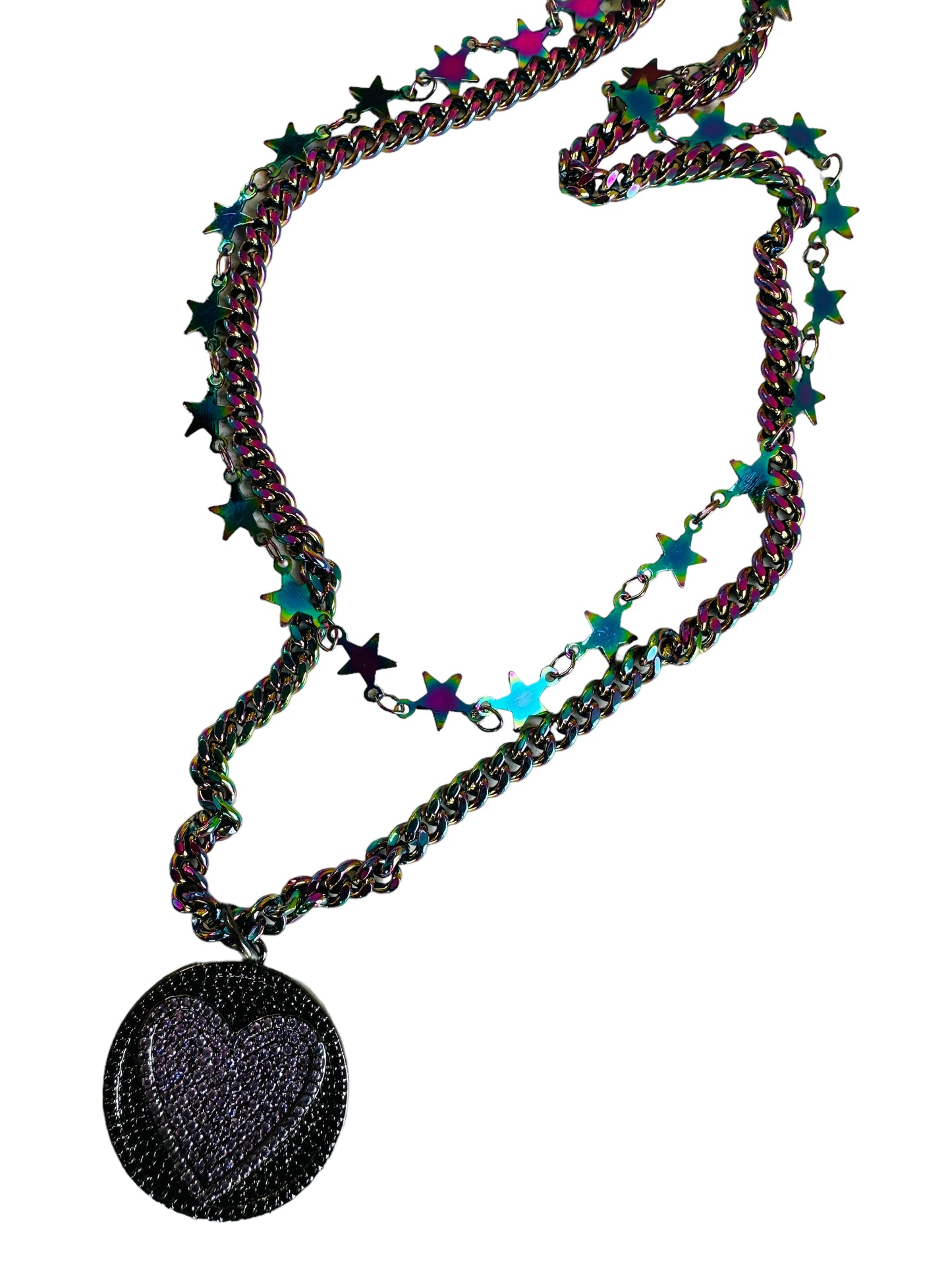 Aurora Double Layer Star and Heart Necklace