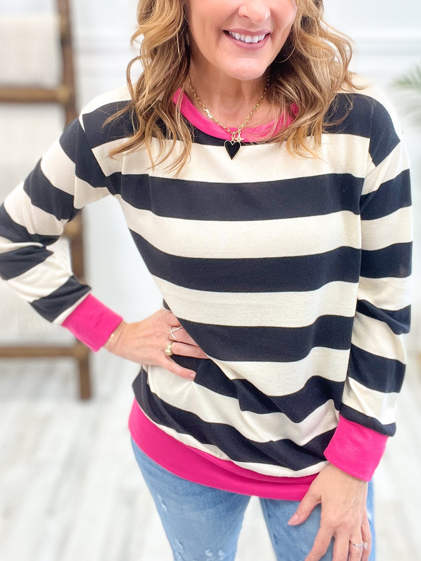 BRUSHED STRIPE PULL OVER