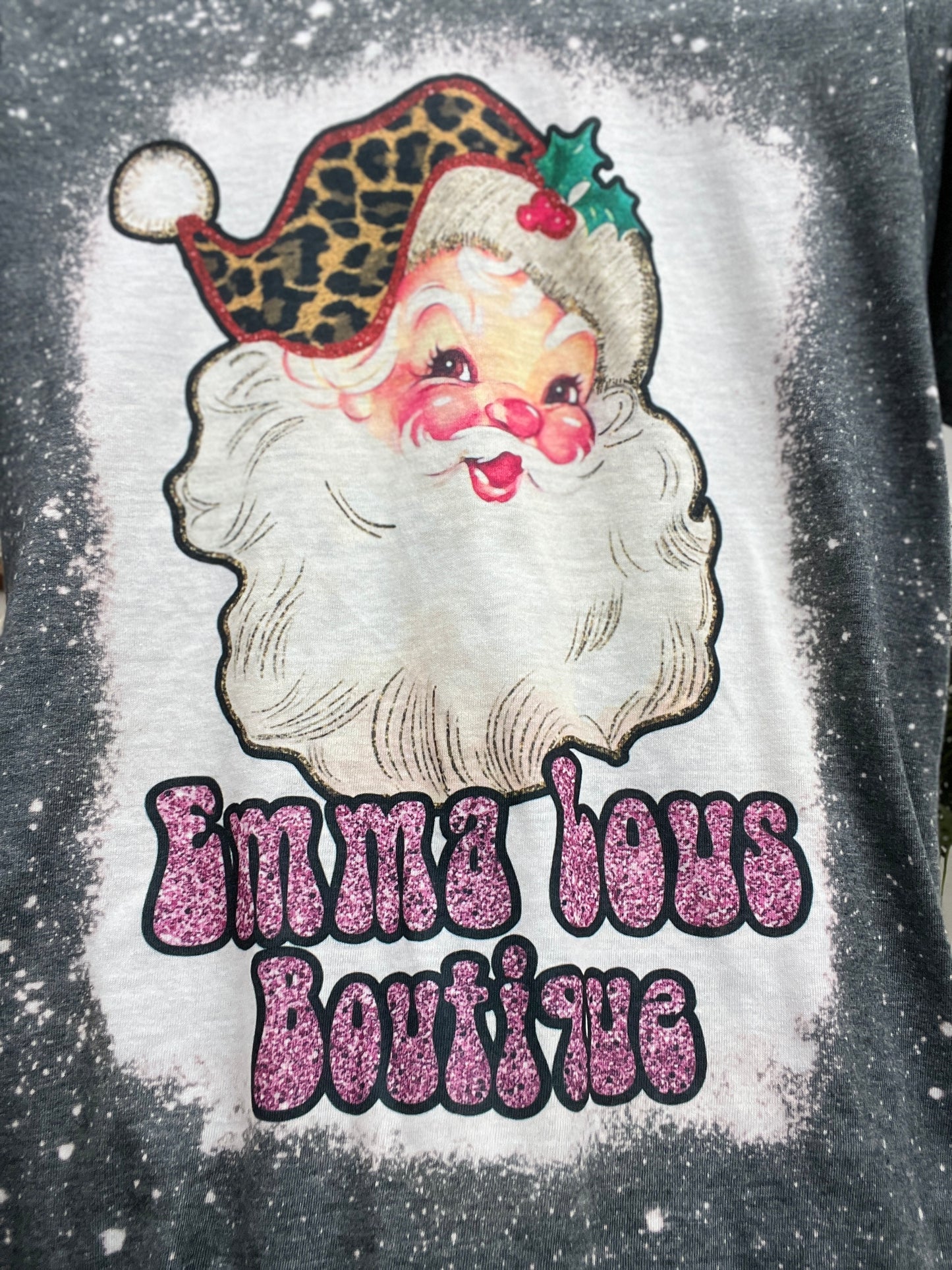 Emma Lous Custom Bleached Santa Christmas Tees