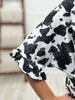 Cow Print Open Front Cardigan