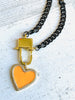 Orange Enamel Cuban Heart Necklace