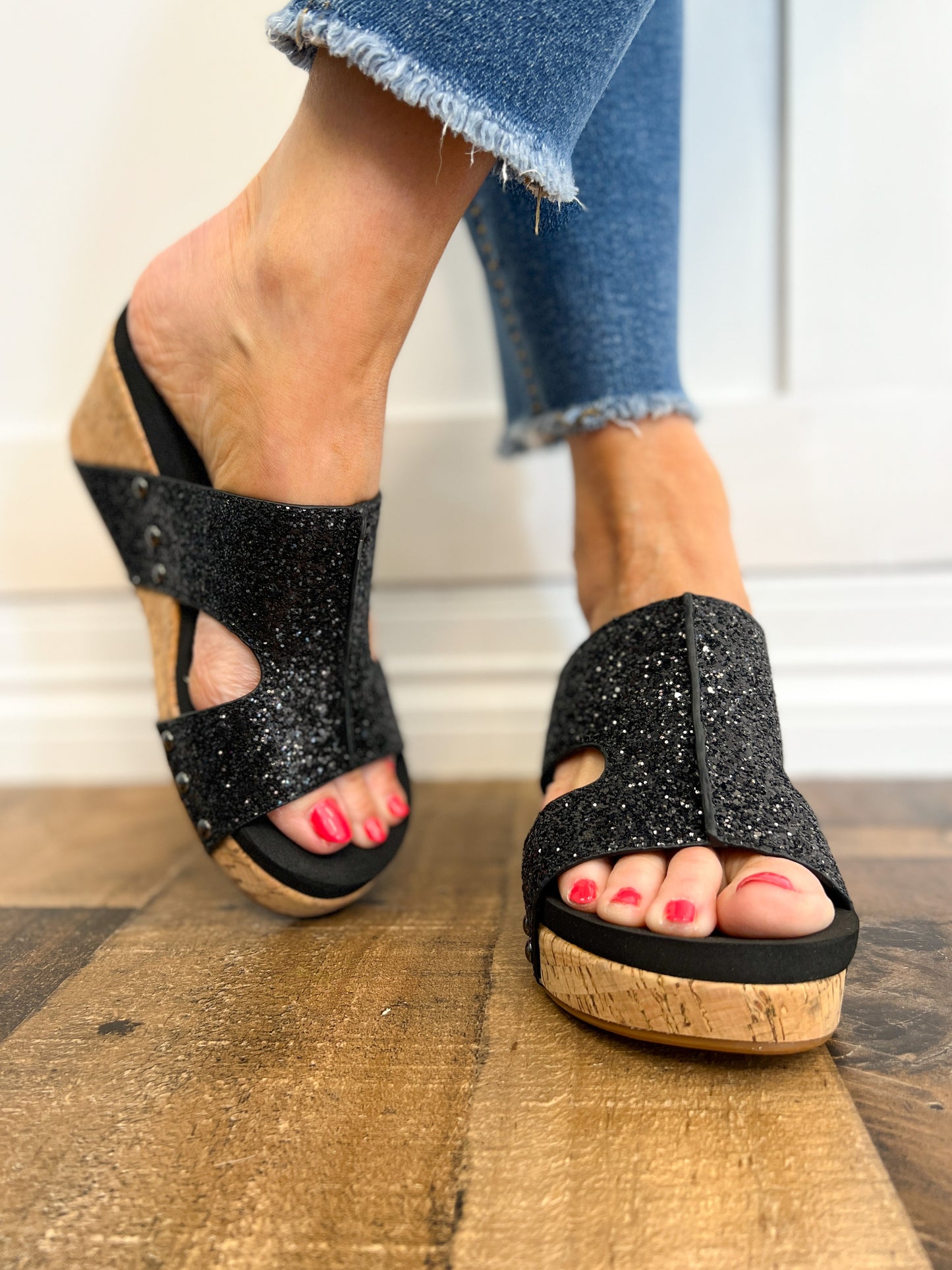 Corkys Oasis Glitter Wedge Sandal