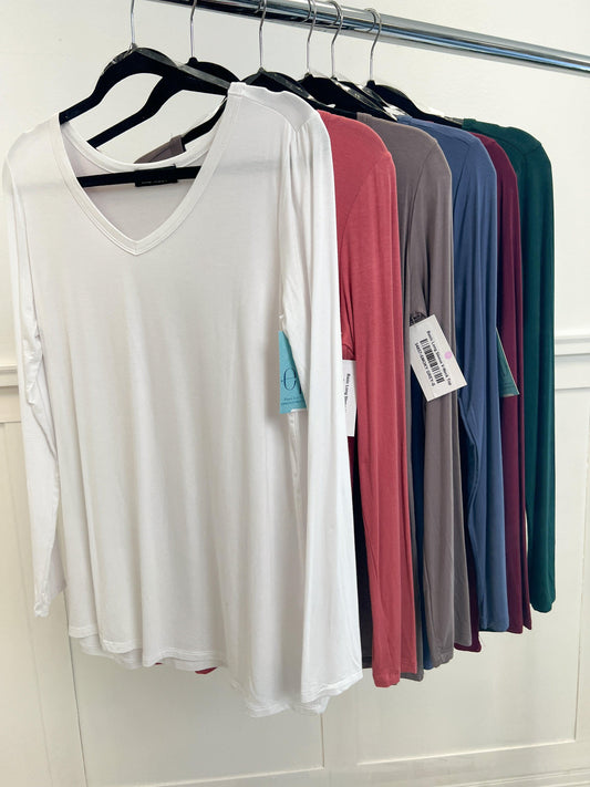 Basic Long Sleeve V-Neck Top - Rae Mode - Emma Lou's Boutique