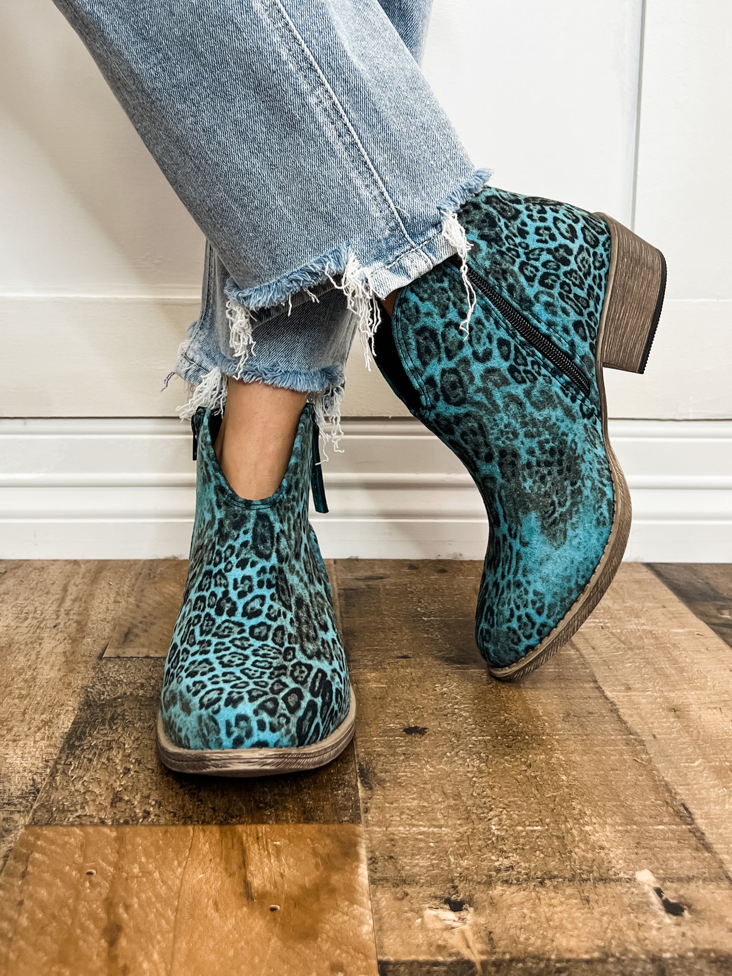 Very G Divine Booties in Turquoise and Light Taupe