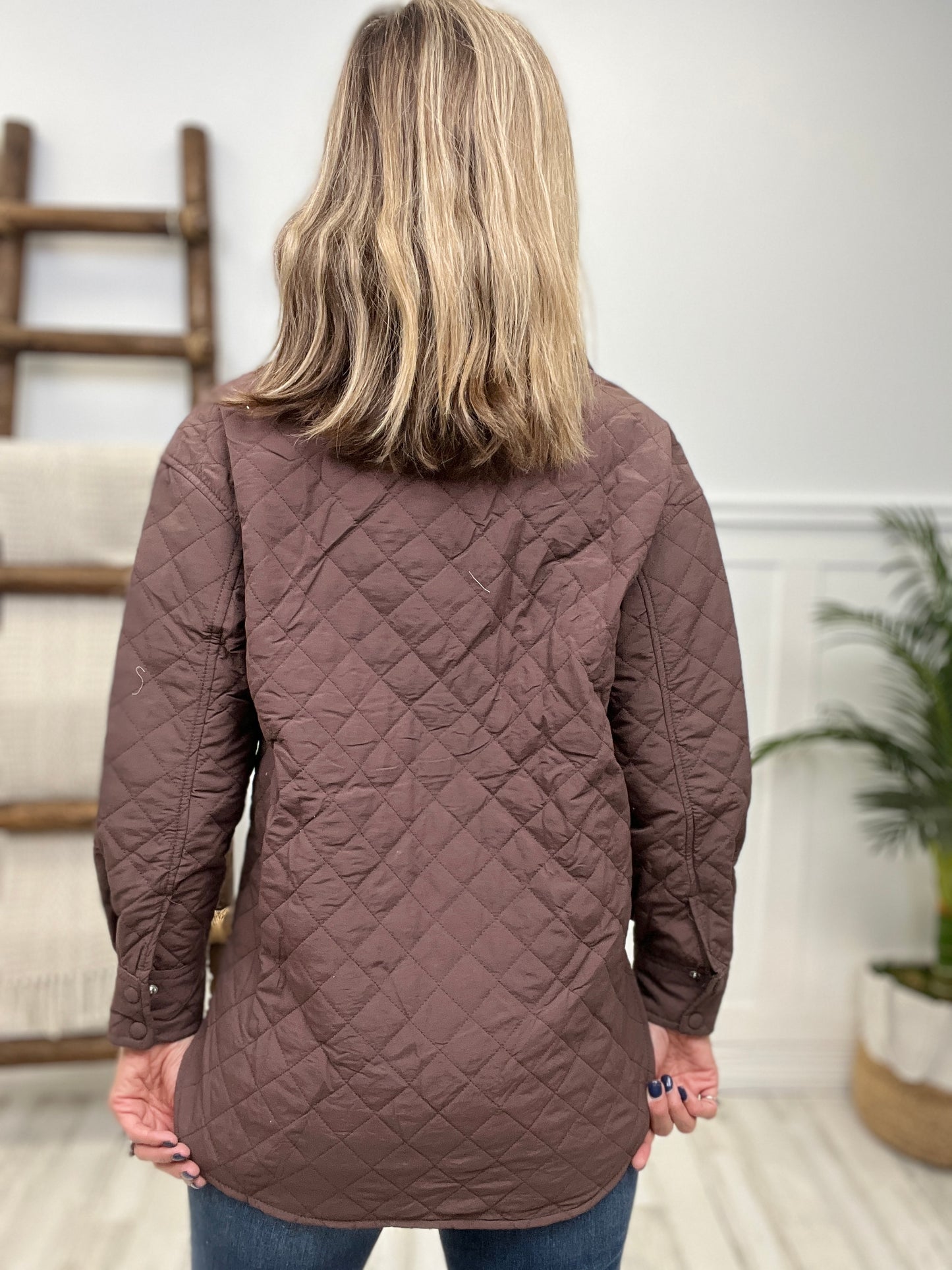 Pongee Diamond Quilted Snap Button Jacket