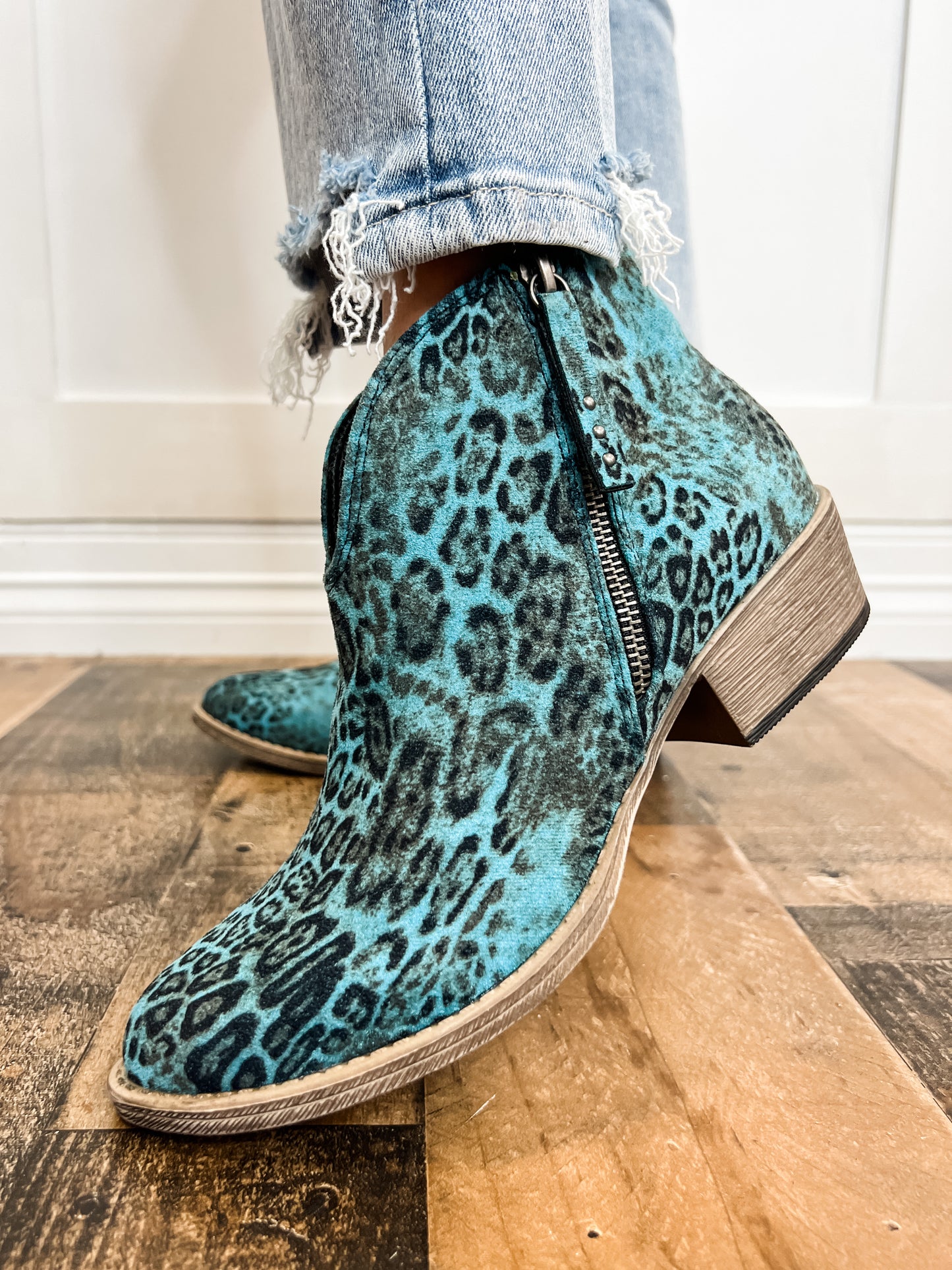 Very G Divine Booties in Turquoise and Light Taupe