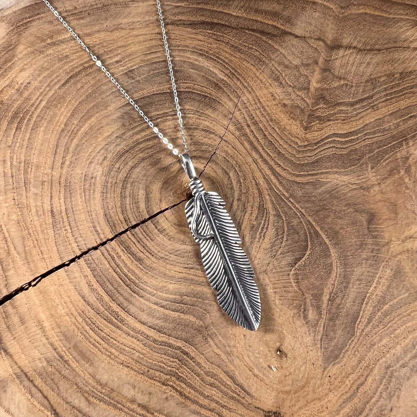 Large Feather Pendant Necklace