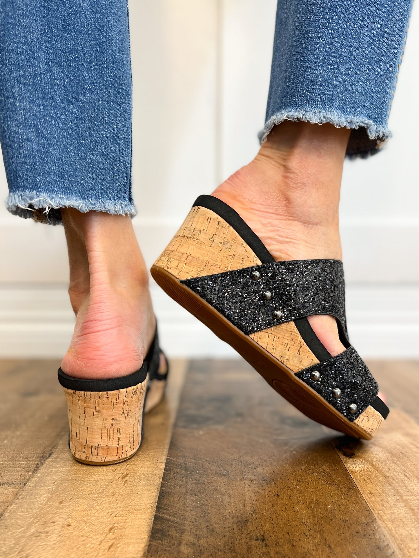 Corkys Oasis Glitter Wedge Sandal