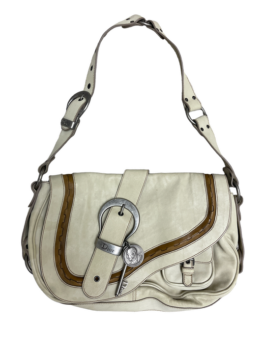 CHRISTIAN DIOR Calfskin Medium Gaucho Saddle Bag