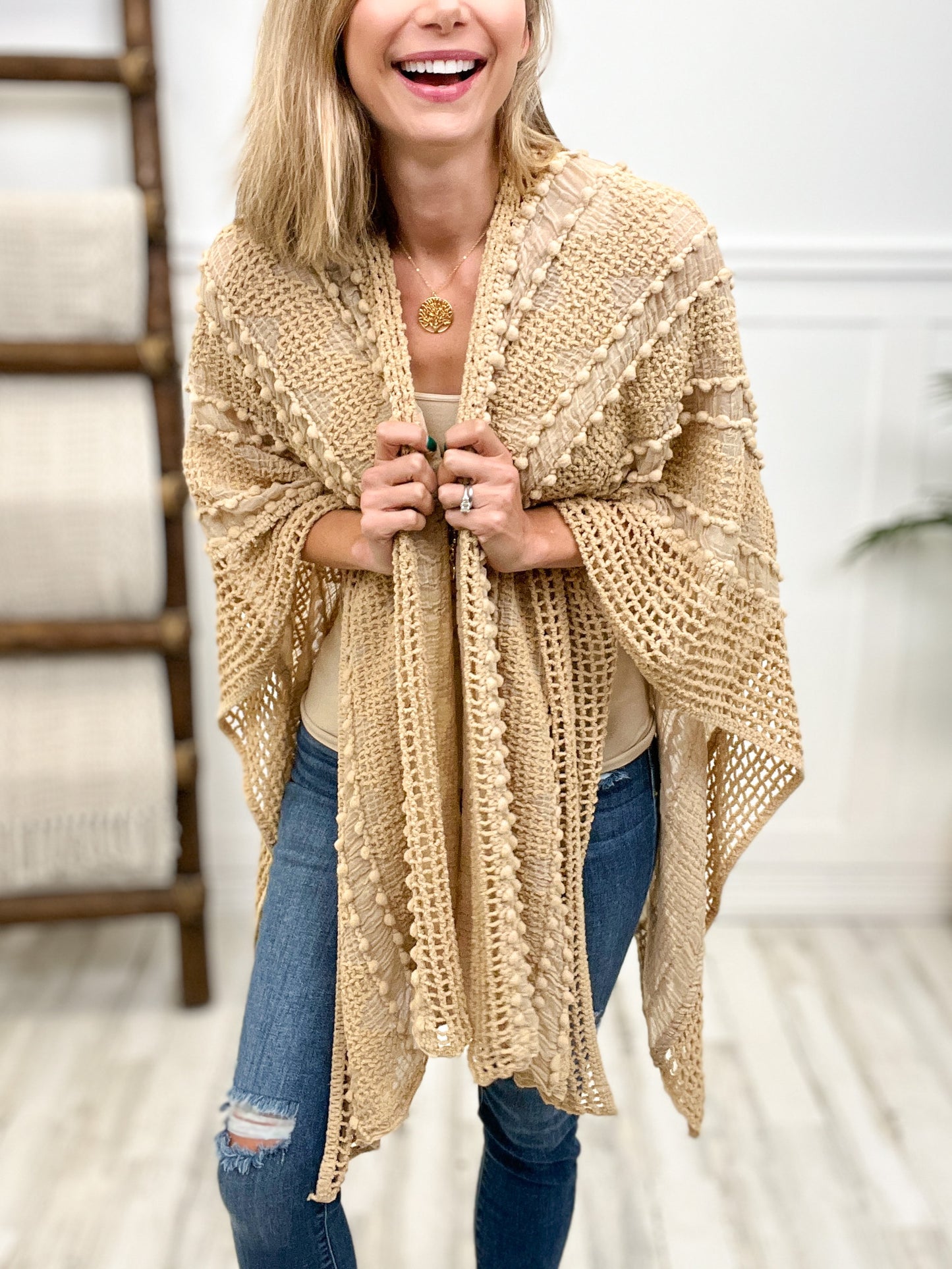 Crochet Lined Poncho Sweater