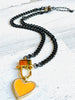 Orange Enamel Cuban Heart Necklace