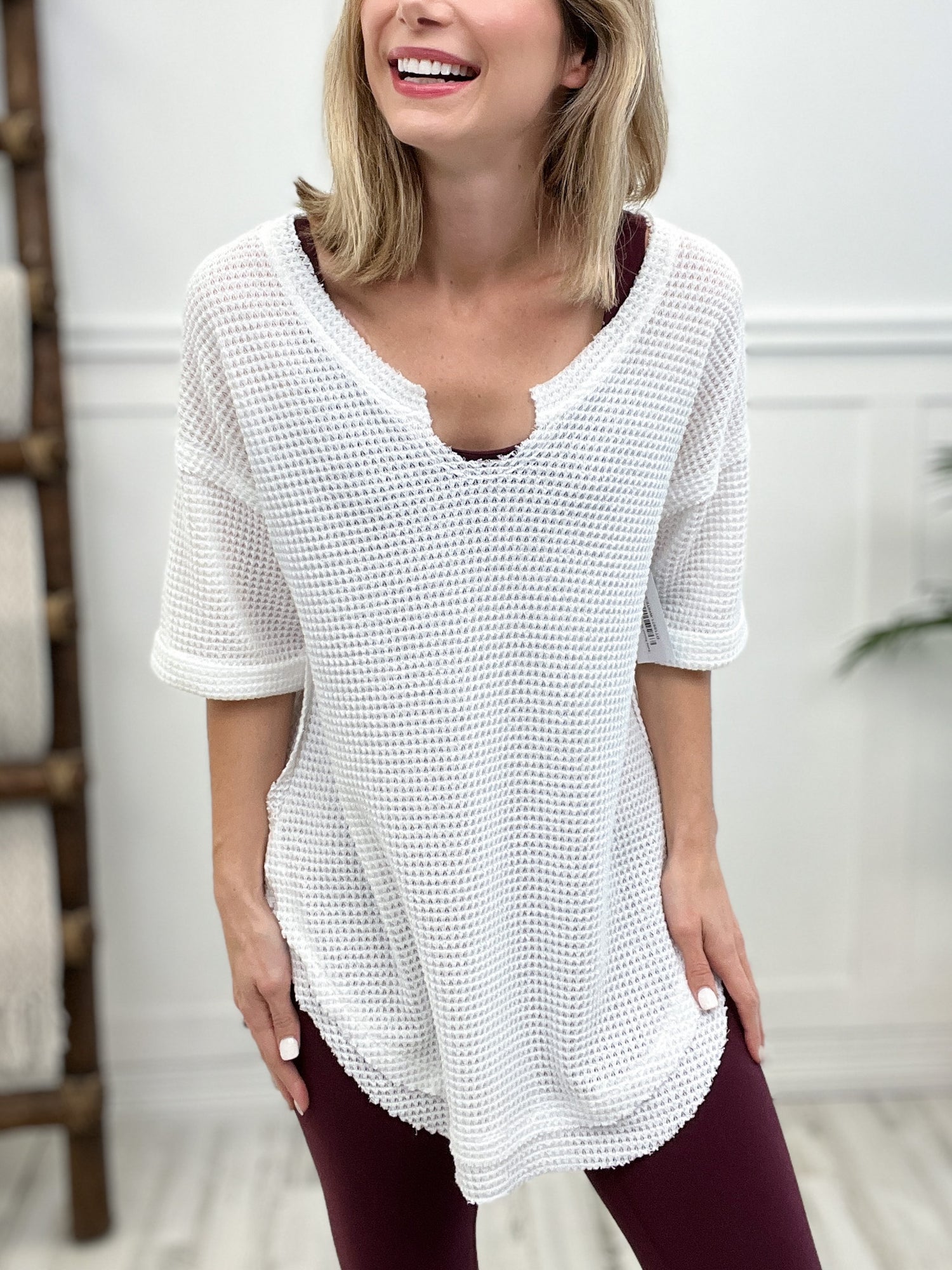 Solid Round Neck Short Sleeve Top
