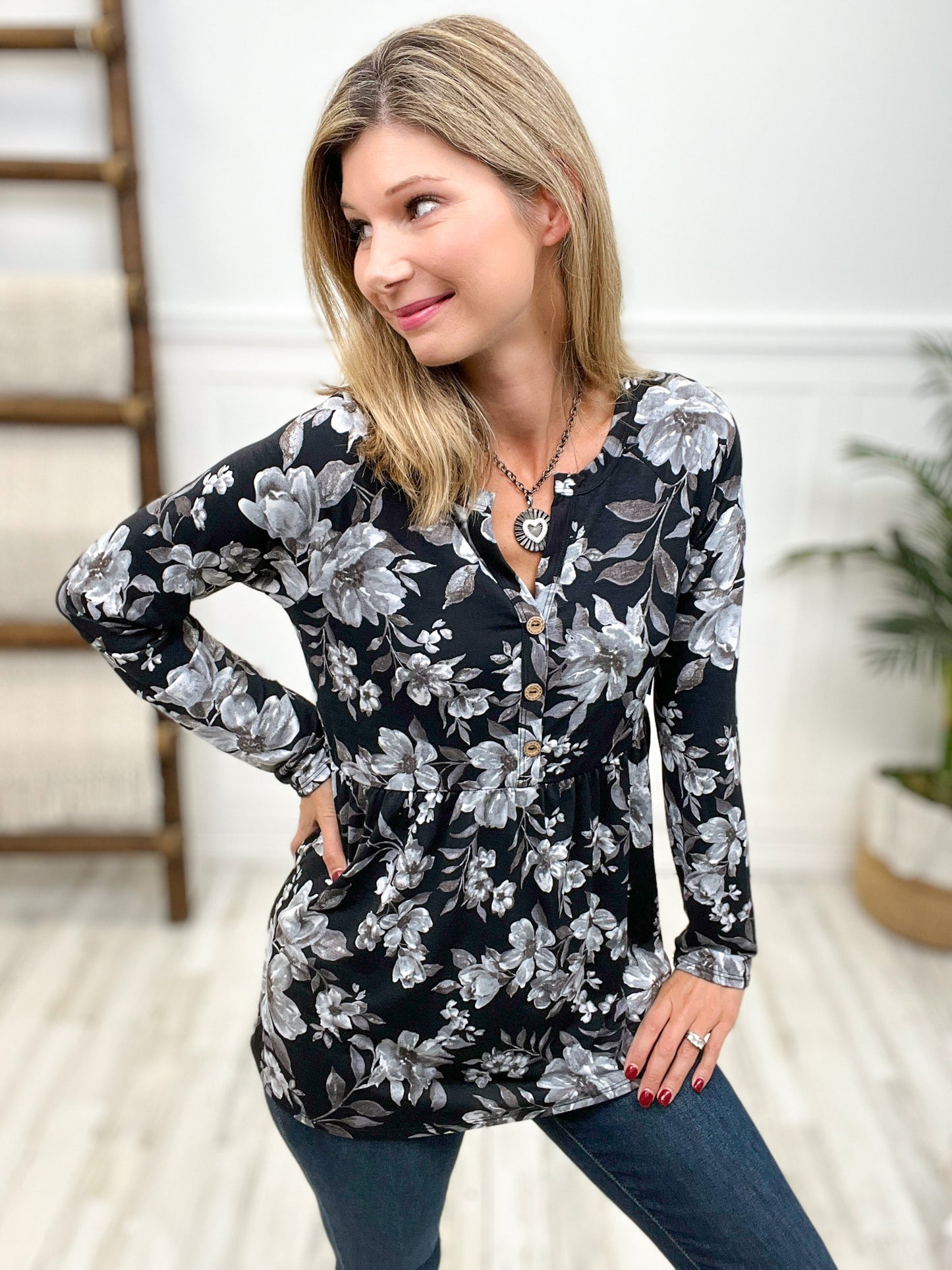 Tunic Long Sleeve Floral Top