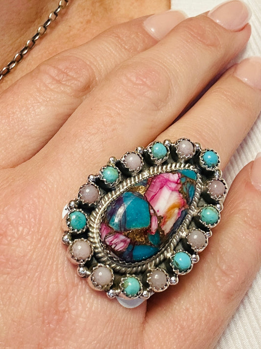 Turquoise Multi Stone Navajo Adjustable Ring