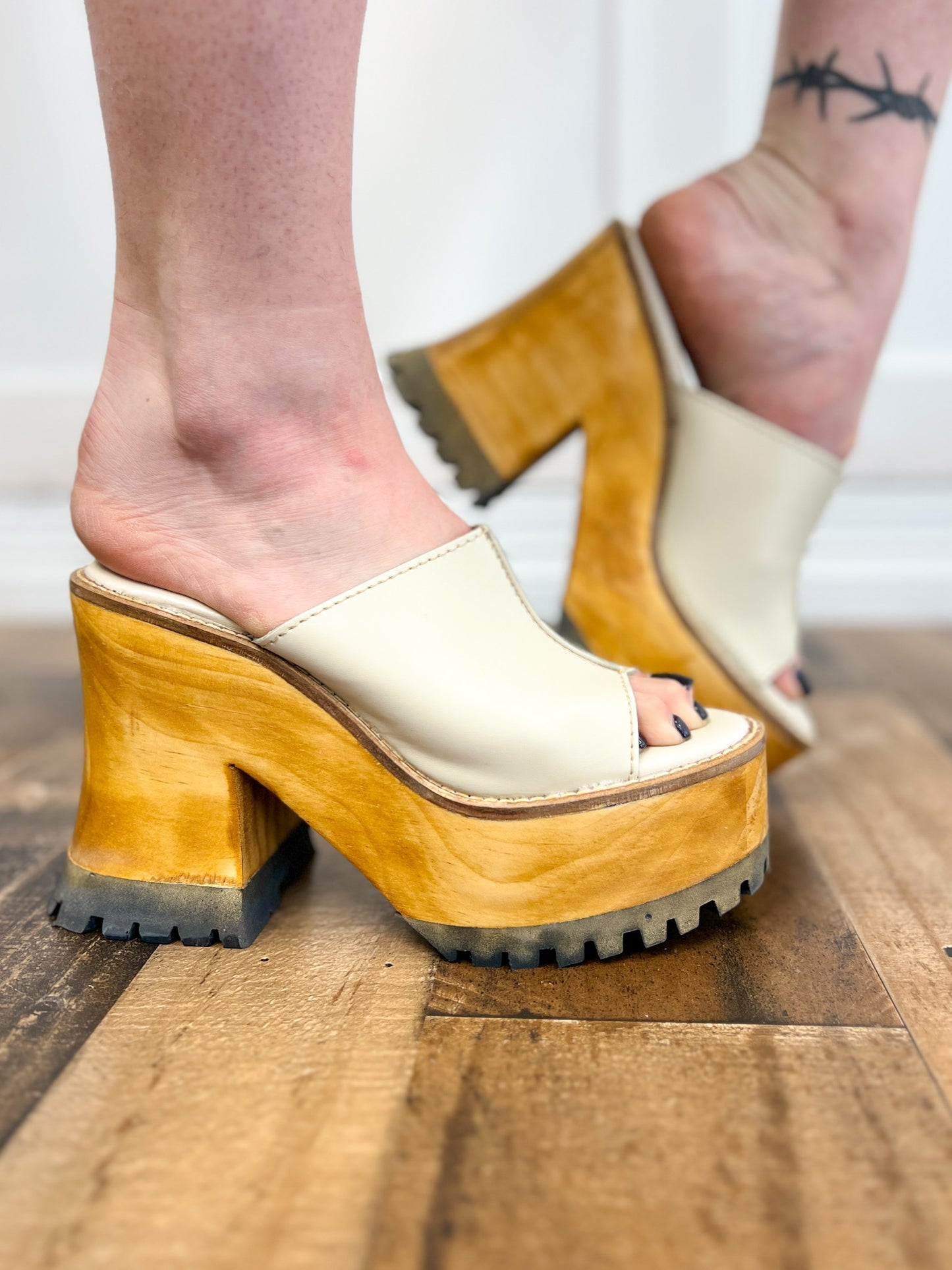 Corkys Block Party Wedge Shoes in Bone