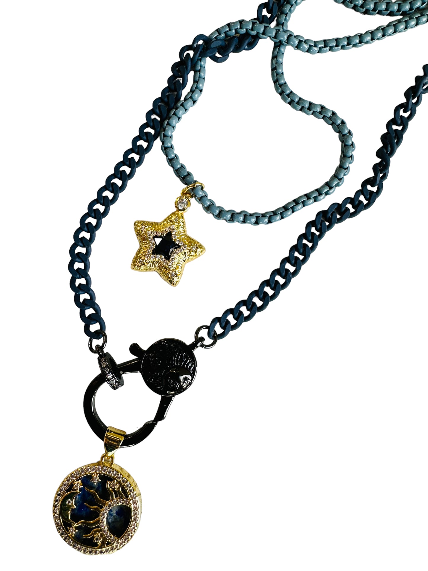 Double Layer Sun and Star Necklace