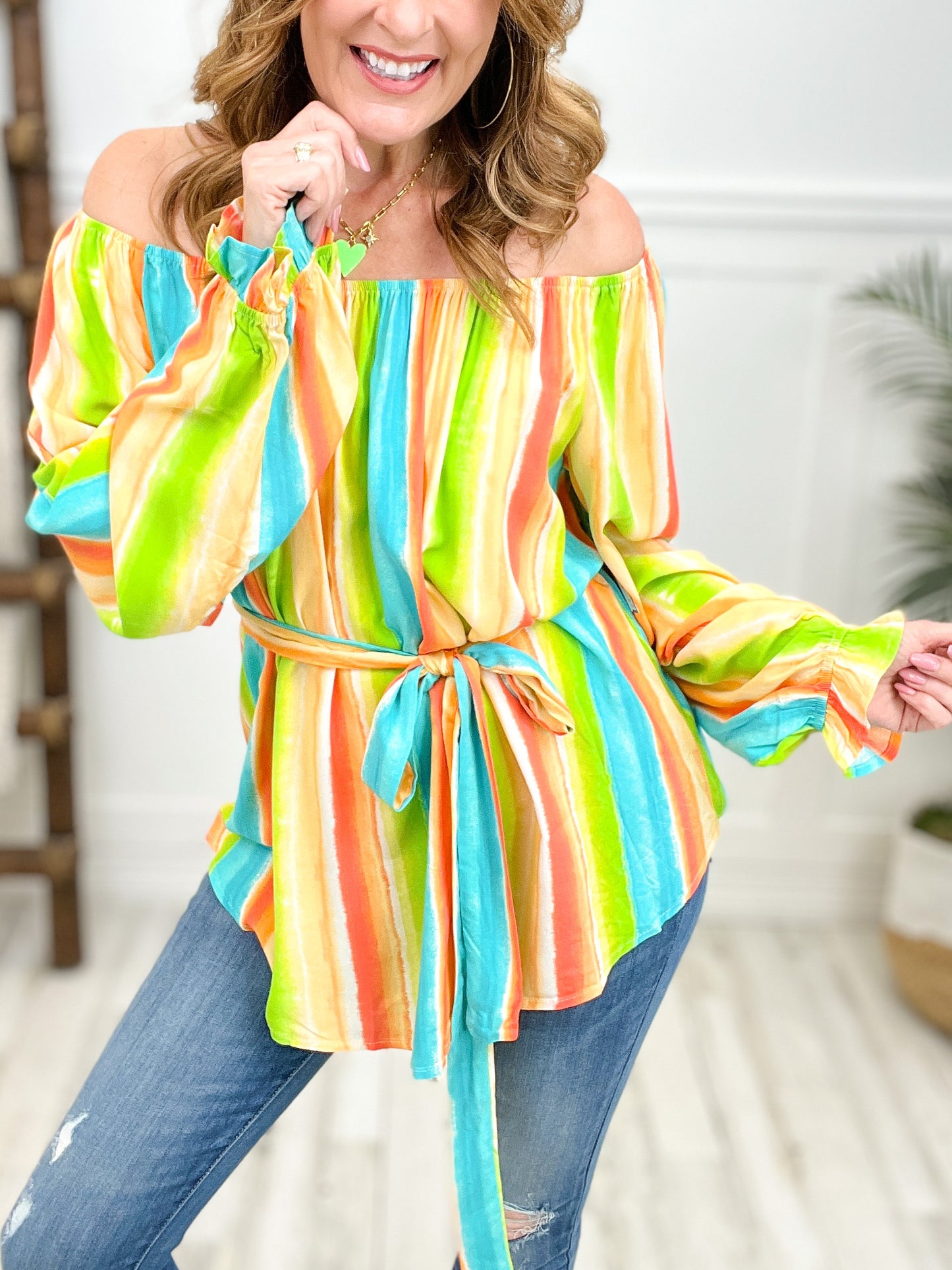 Multi colored striped blouse