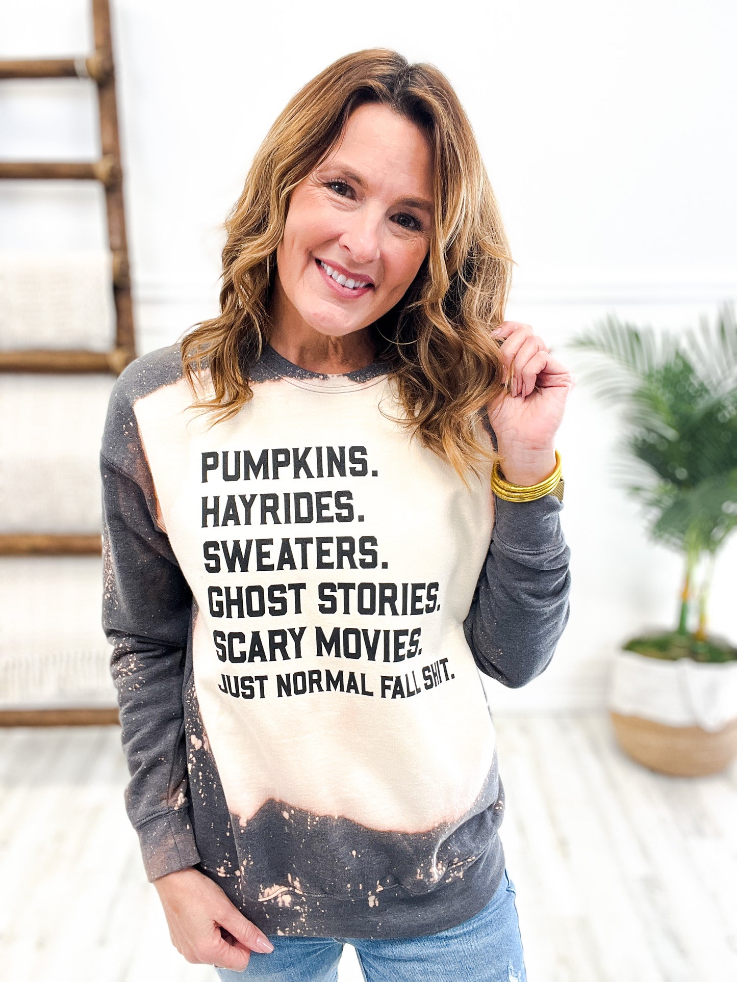 Graphic Sweat Shirt - Pumpkins, Hayrides, Just Normal Fall Sh!t