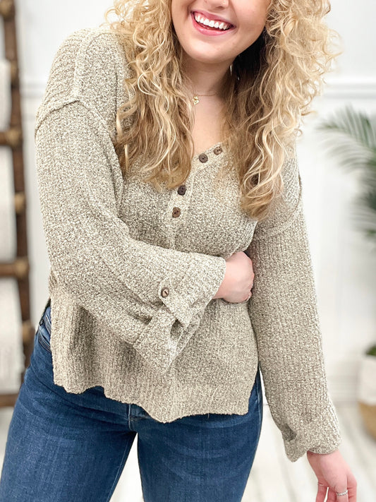 V NECK SWEATER TOP WITH BUTTONS DETAIL