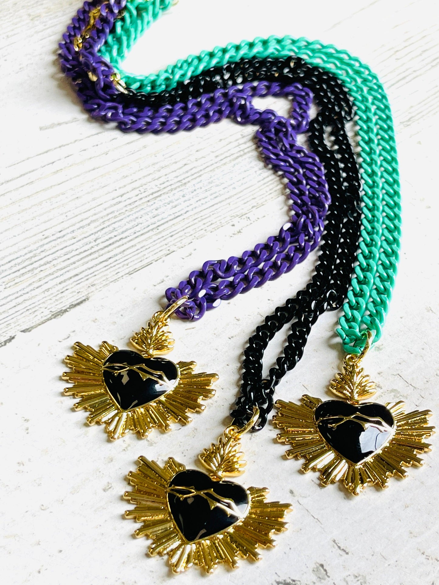 Black Heart Cuban Chain Necklace - Emma Evelyn Jewelry Guangzhou Laursain Jewelry Co., - Emma Lou's Boutique