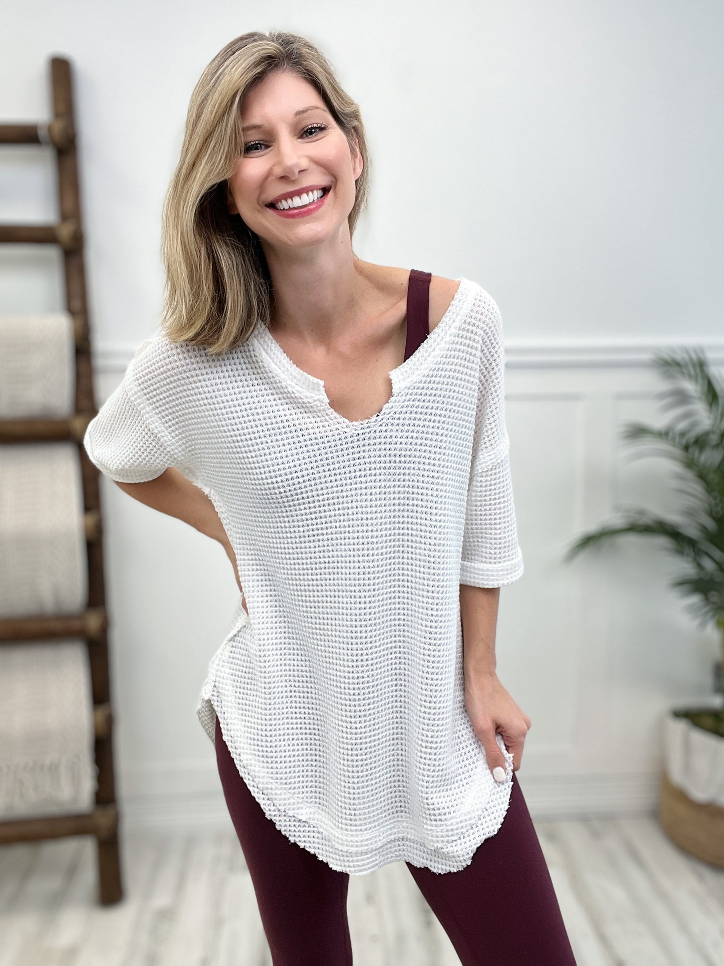 Solid Round Neck Short Sleeve Top