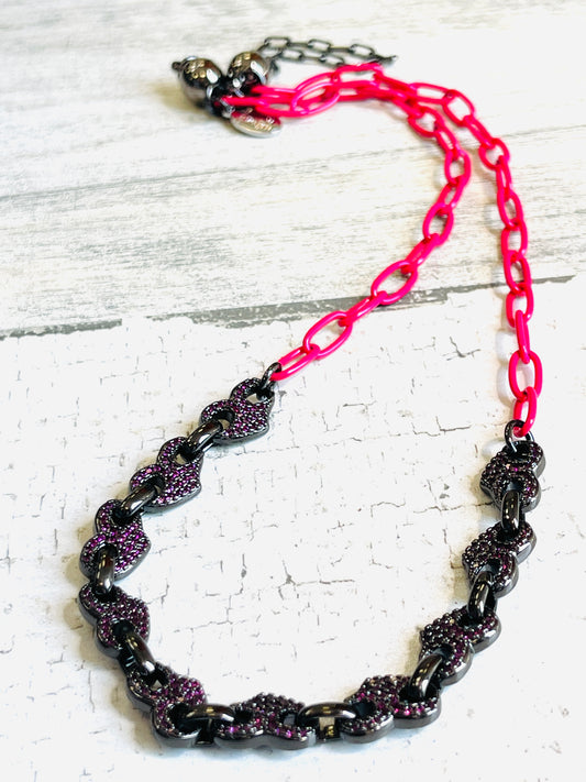 Hot pink and Black Necklace