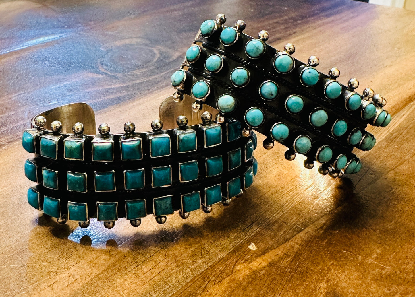 Sterling Silver and Kingman Turquoise 3 Layer Cuff
