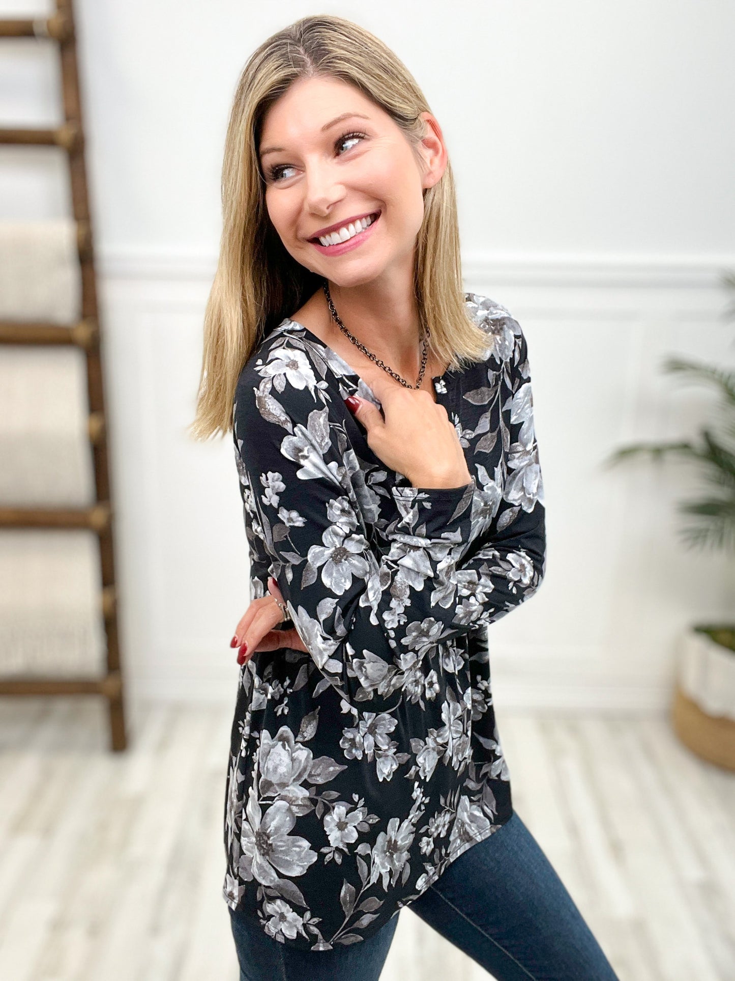 Tunic Long Sleeve Floral Top