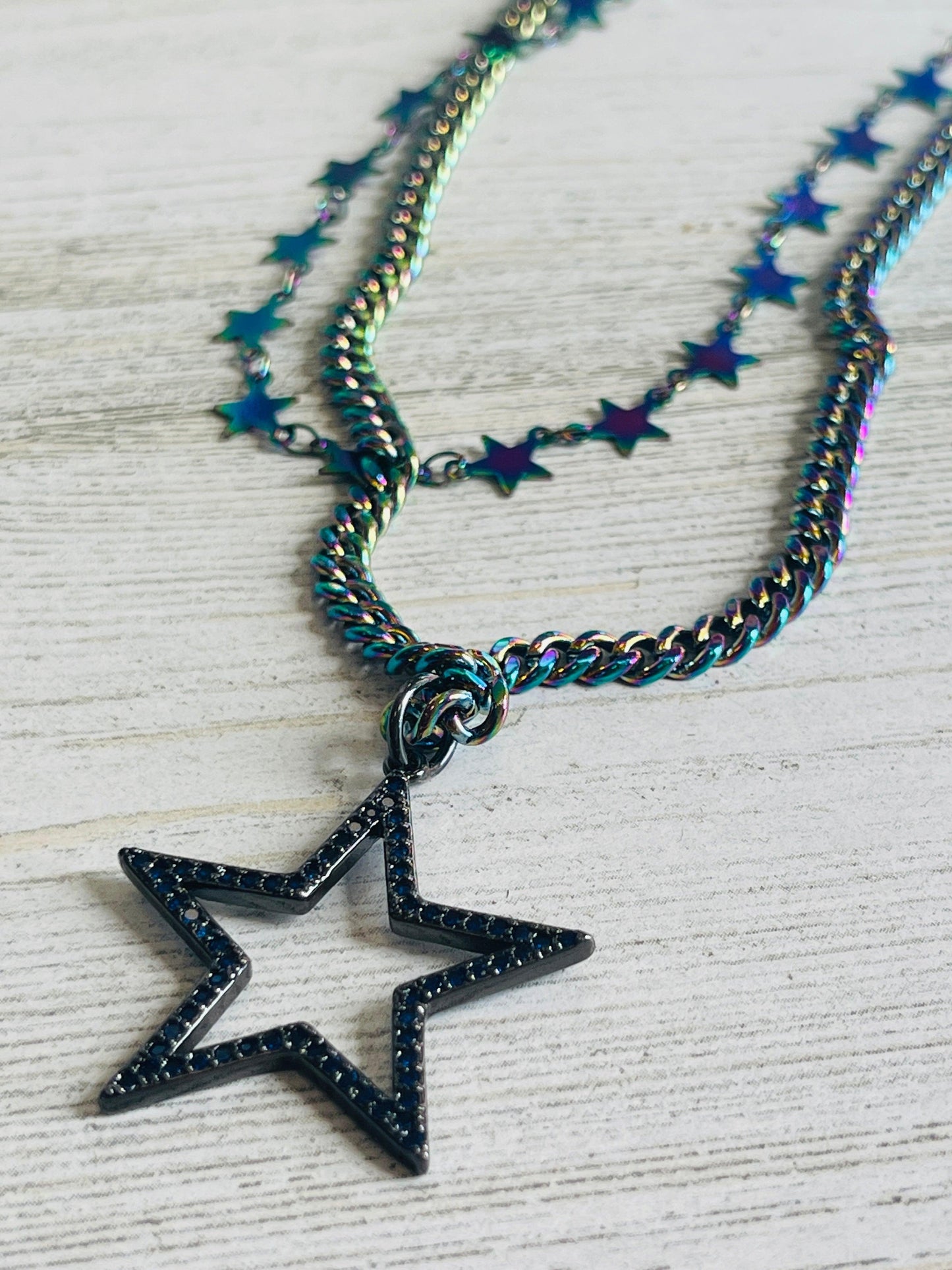 Aurora Chain Double Chain Star Necklace - Emma Evelyn Jewelry Laursain Jewelry Co., Ltd. - Emma Lou's Boutique