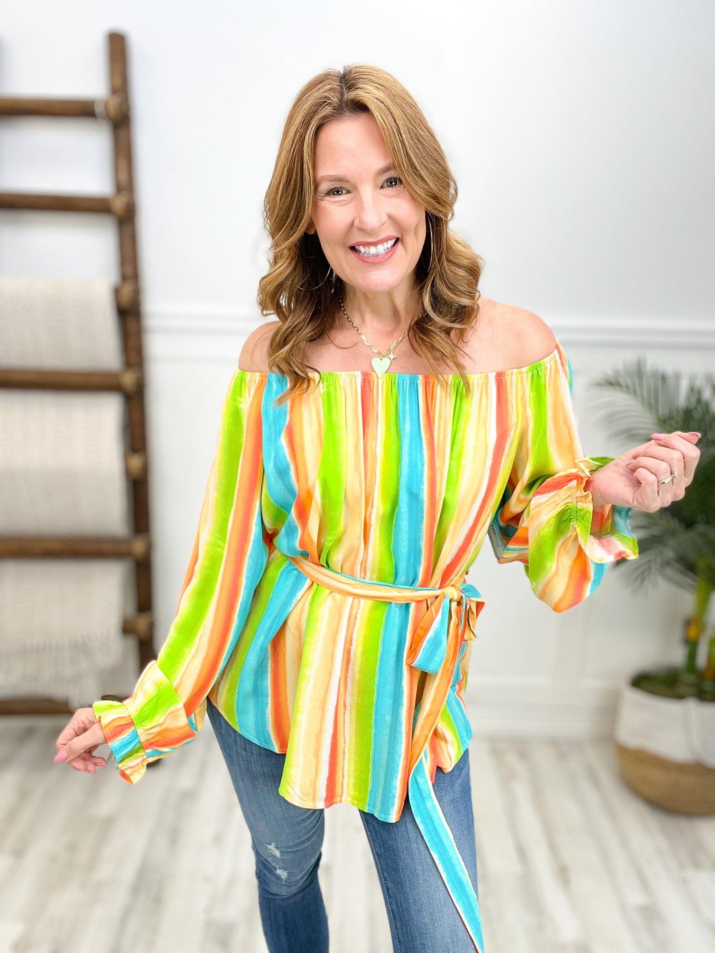 Multi colored striped blouse