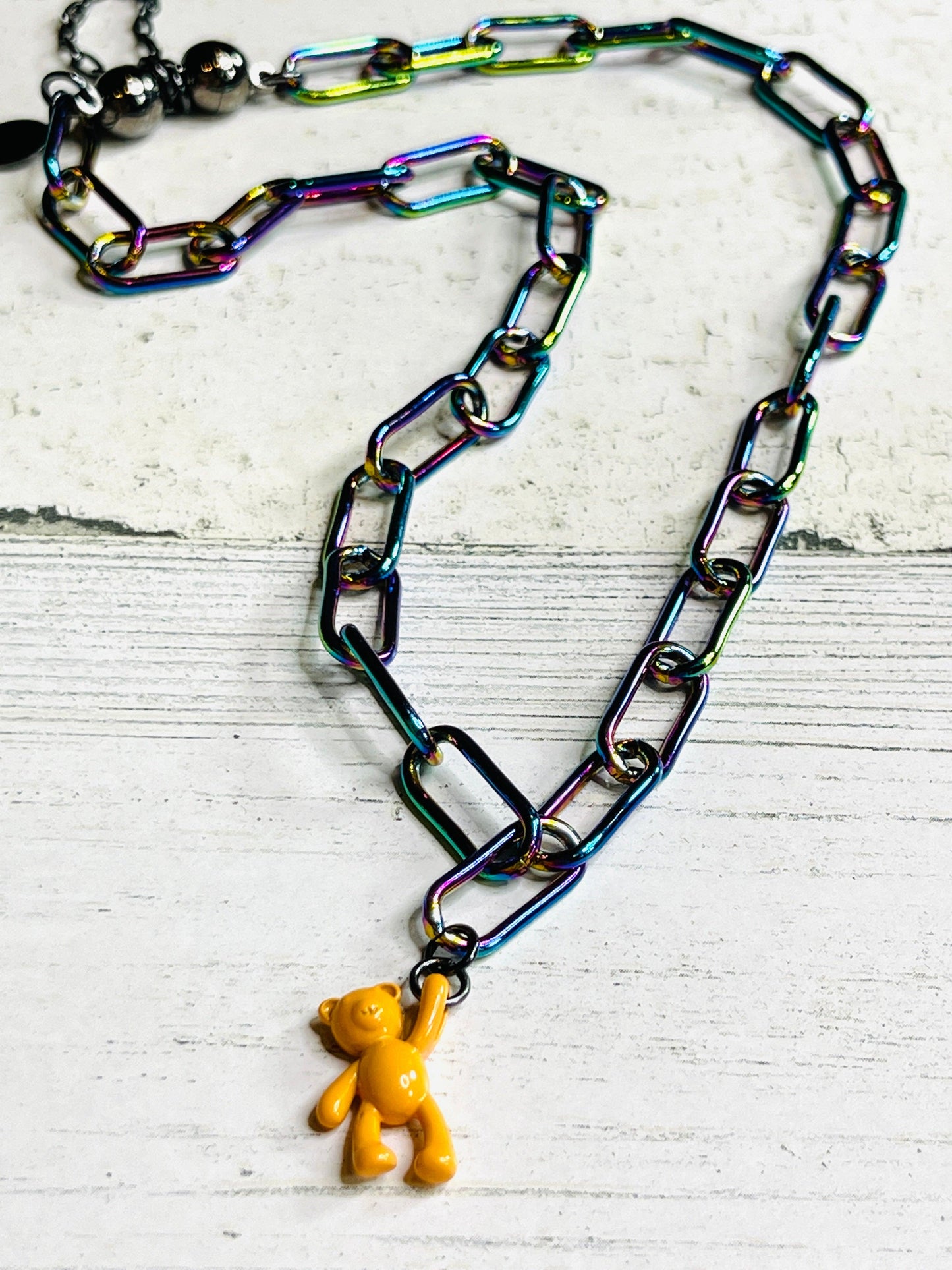 Aurora Paperclip Chain with Teddy Bear Necklace - Emma Evelyn Jewelry Guangzhou Laursain Jewelry Co - Emma Lou's Boutique