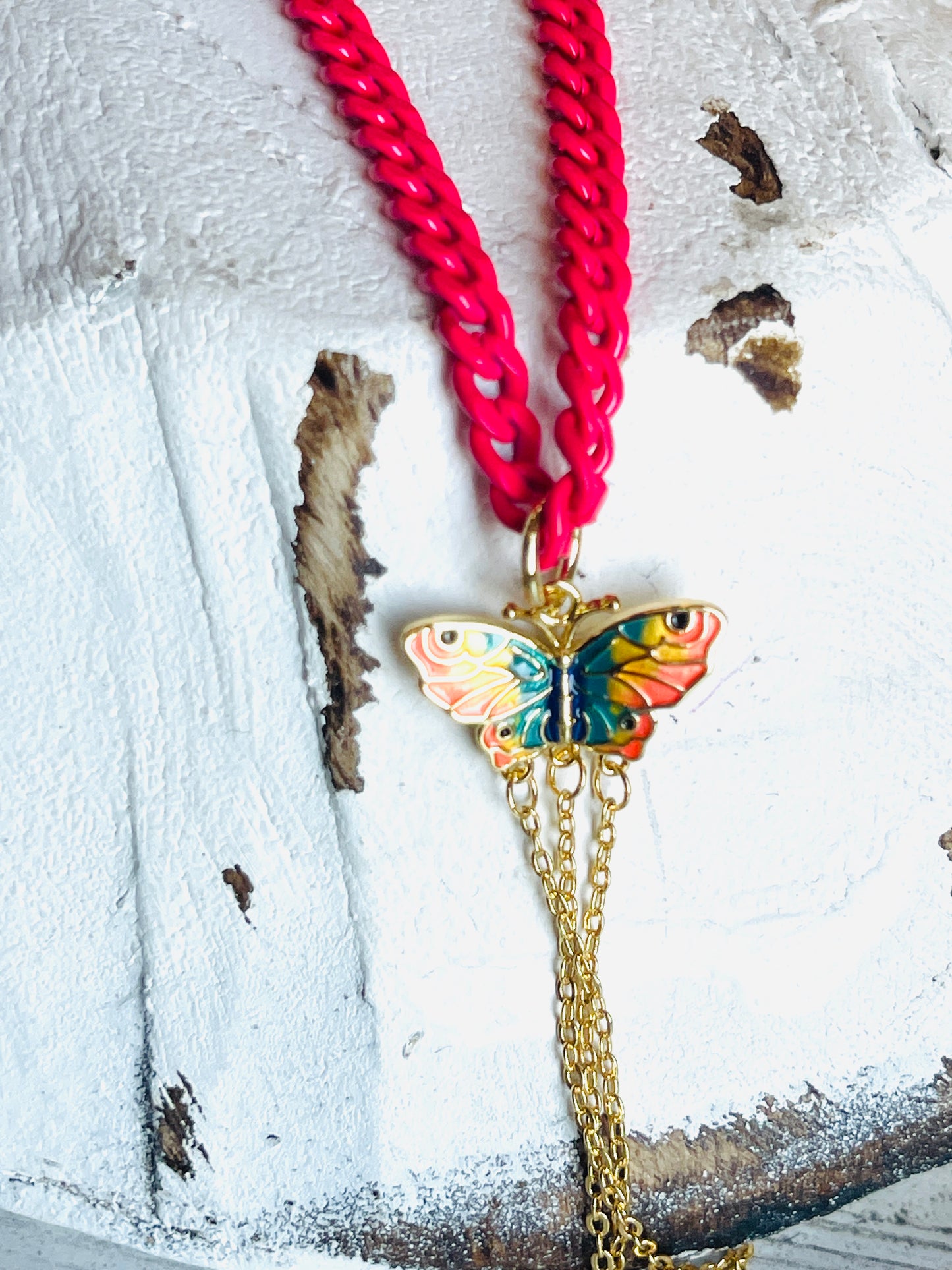 Fringe Butterfly Dangle Necklace