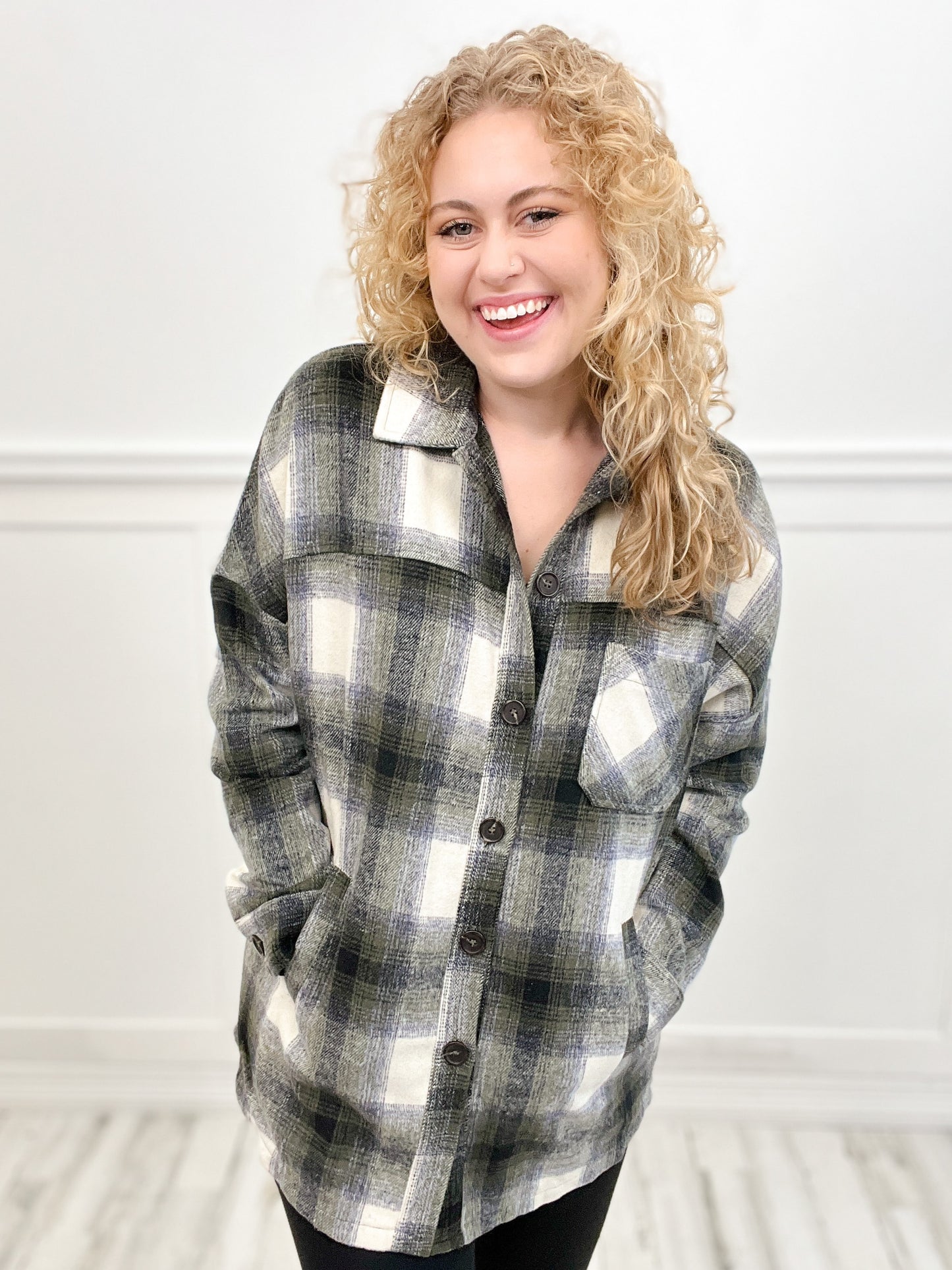 Oversized Plaid Longline Shacket with Pockets