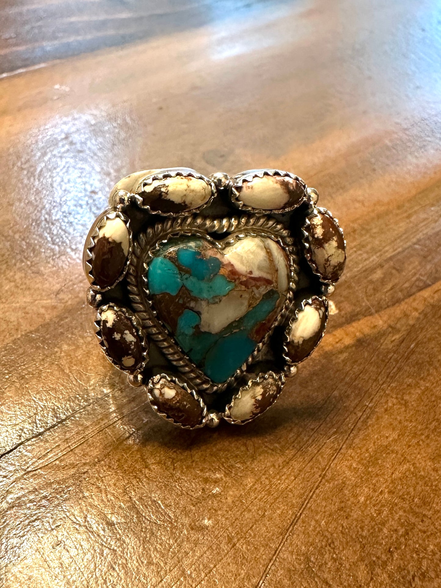 Crazy Horse Heart Navajo Multi Stone Adjustable Ring