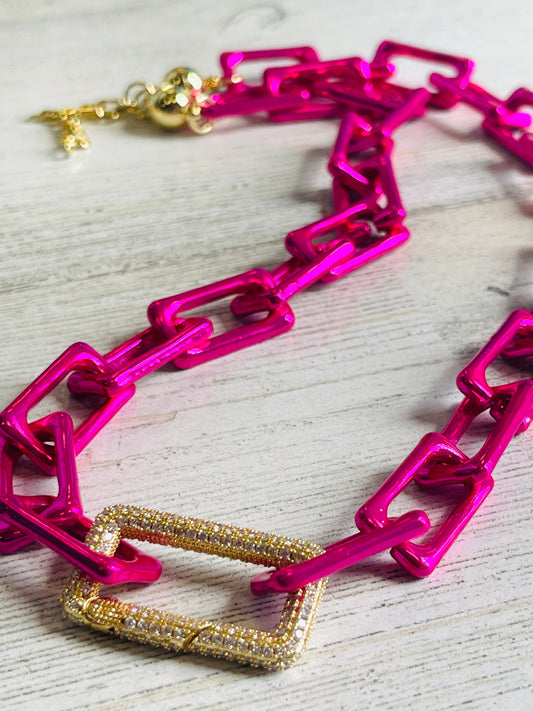 Magenta Link Pave Carabiner