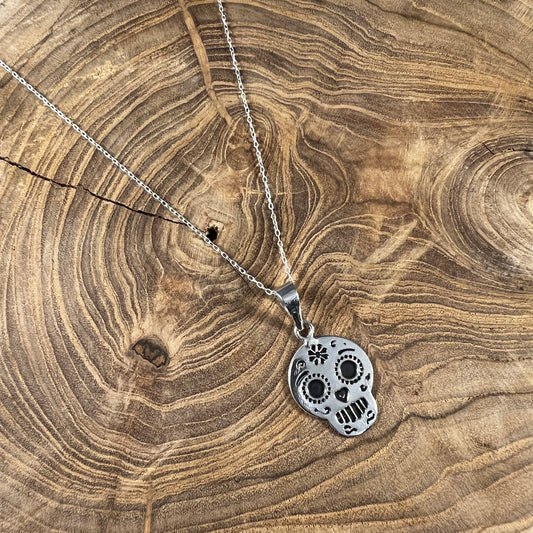 Sterling Silver Sugar Skull Necklace