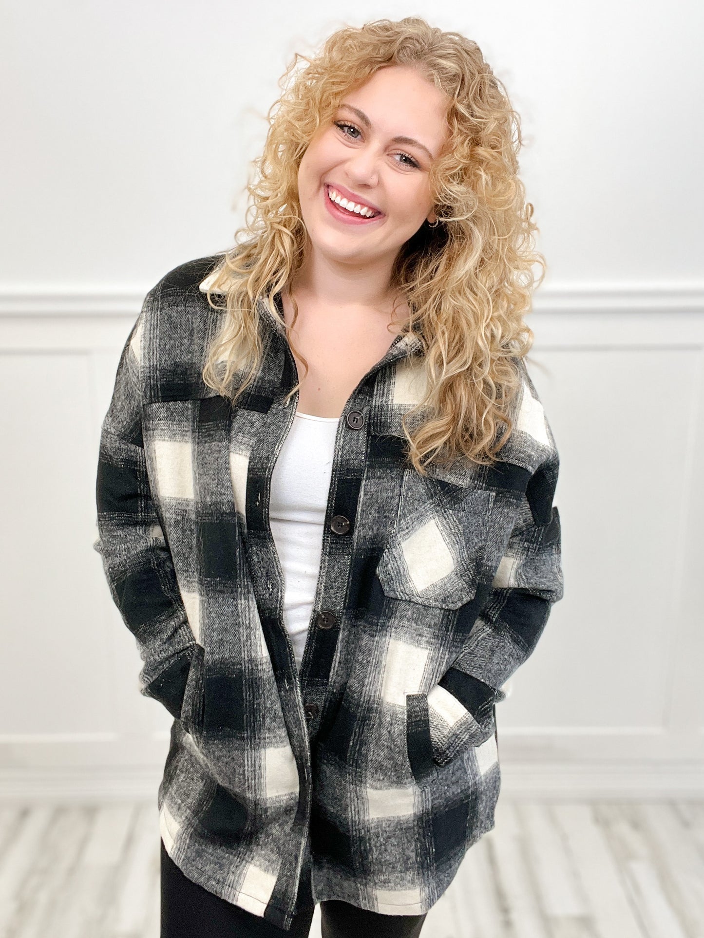 Oversized Plaid Longline Shacket with Pockets