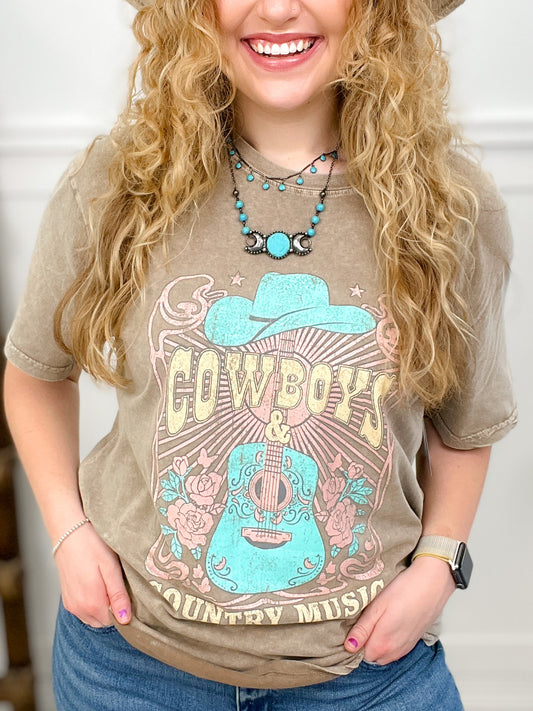 Cowboys & Country Music Vintage Mineral Wash Graphic Tee