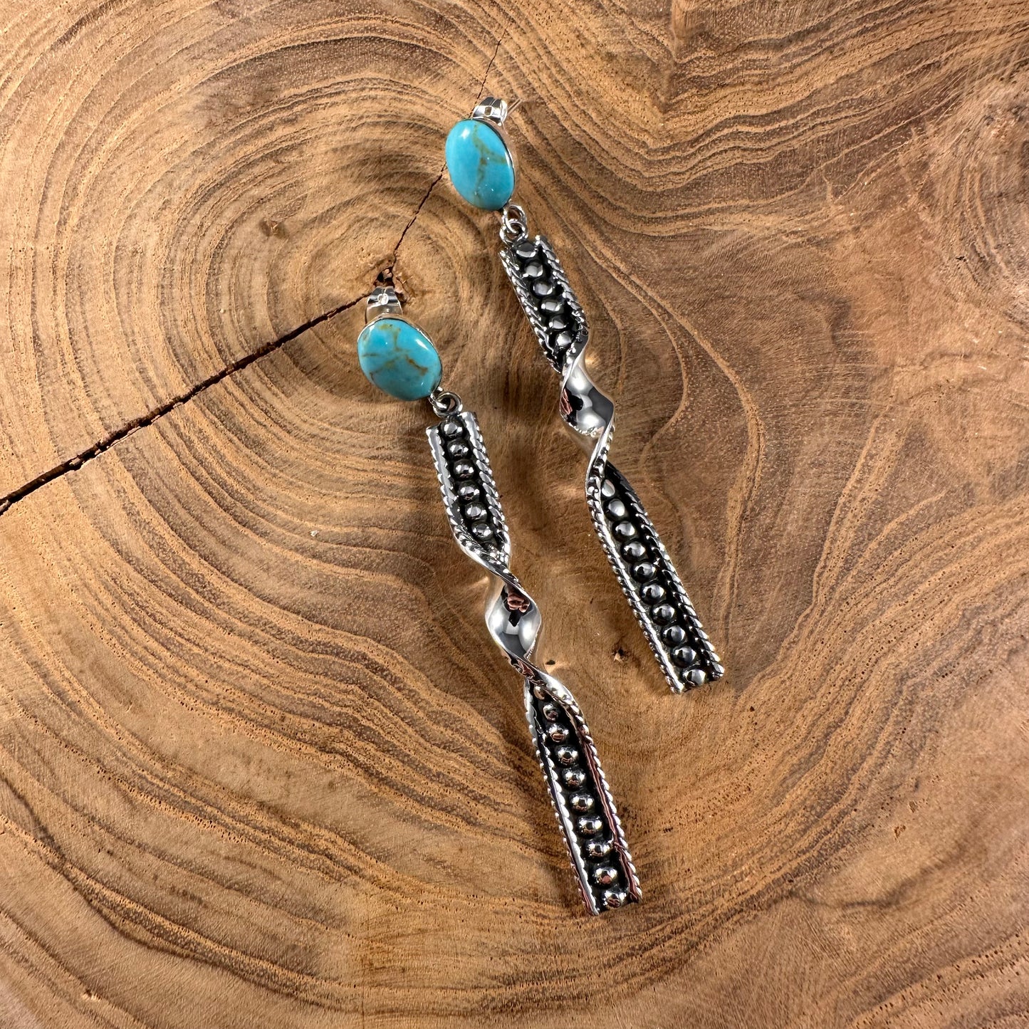 Sterling Silver and Turquoise Ball Earring