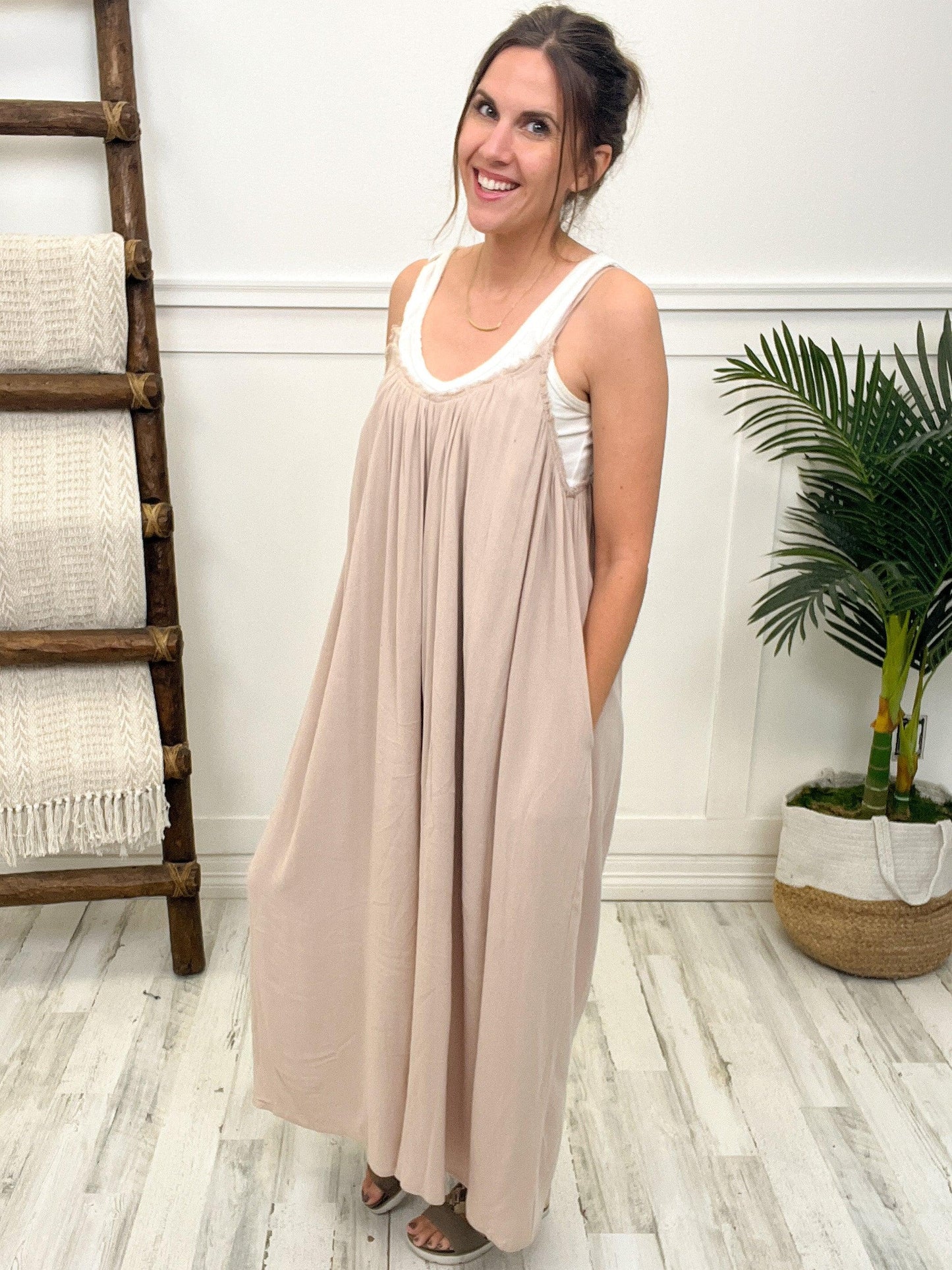 Adjustable Spaghetti Strap Lined Jumpsuit - Camille & Co - Emma Lou's Boutique