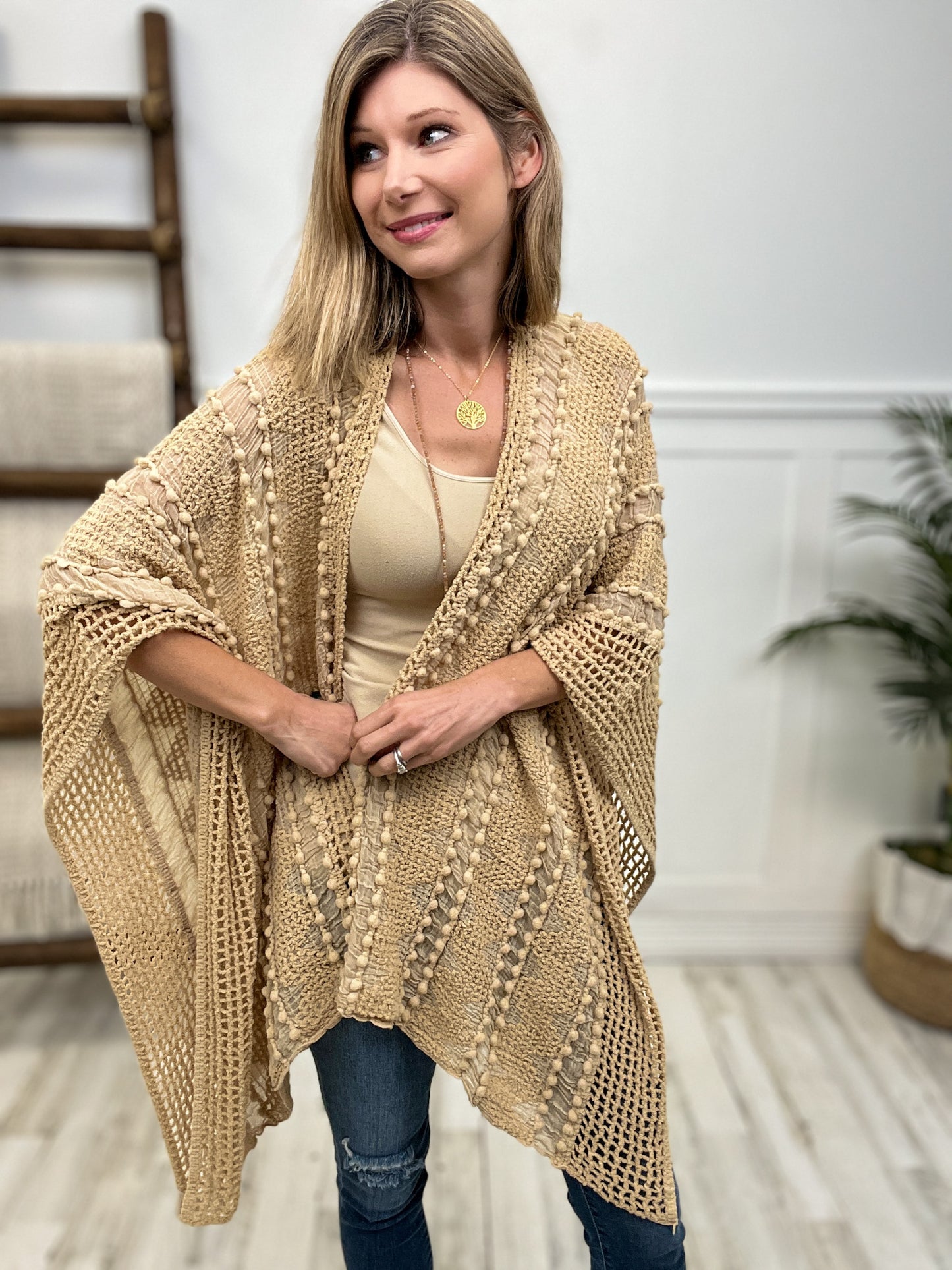 Crochet Lined Poncho Sweater