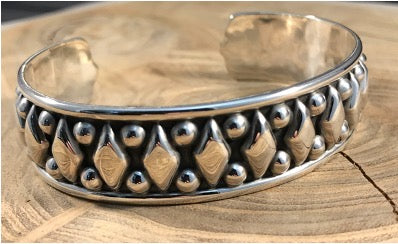 Diamond Cuff Sterling Silver Bracelet