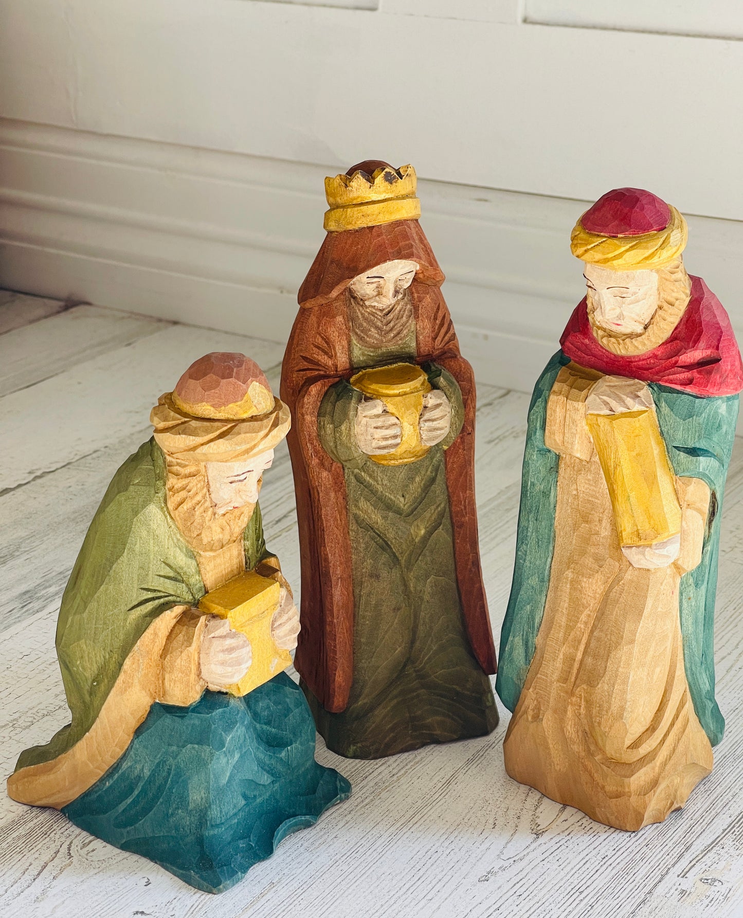 Hand Carved Holy Family Set, Wise Men Set, Shepard, and Angel