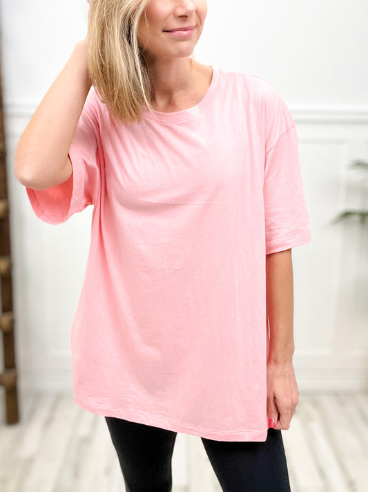 Washed Cotton Round Neckline Top