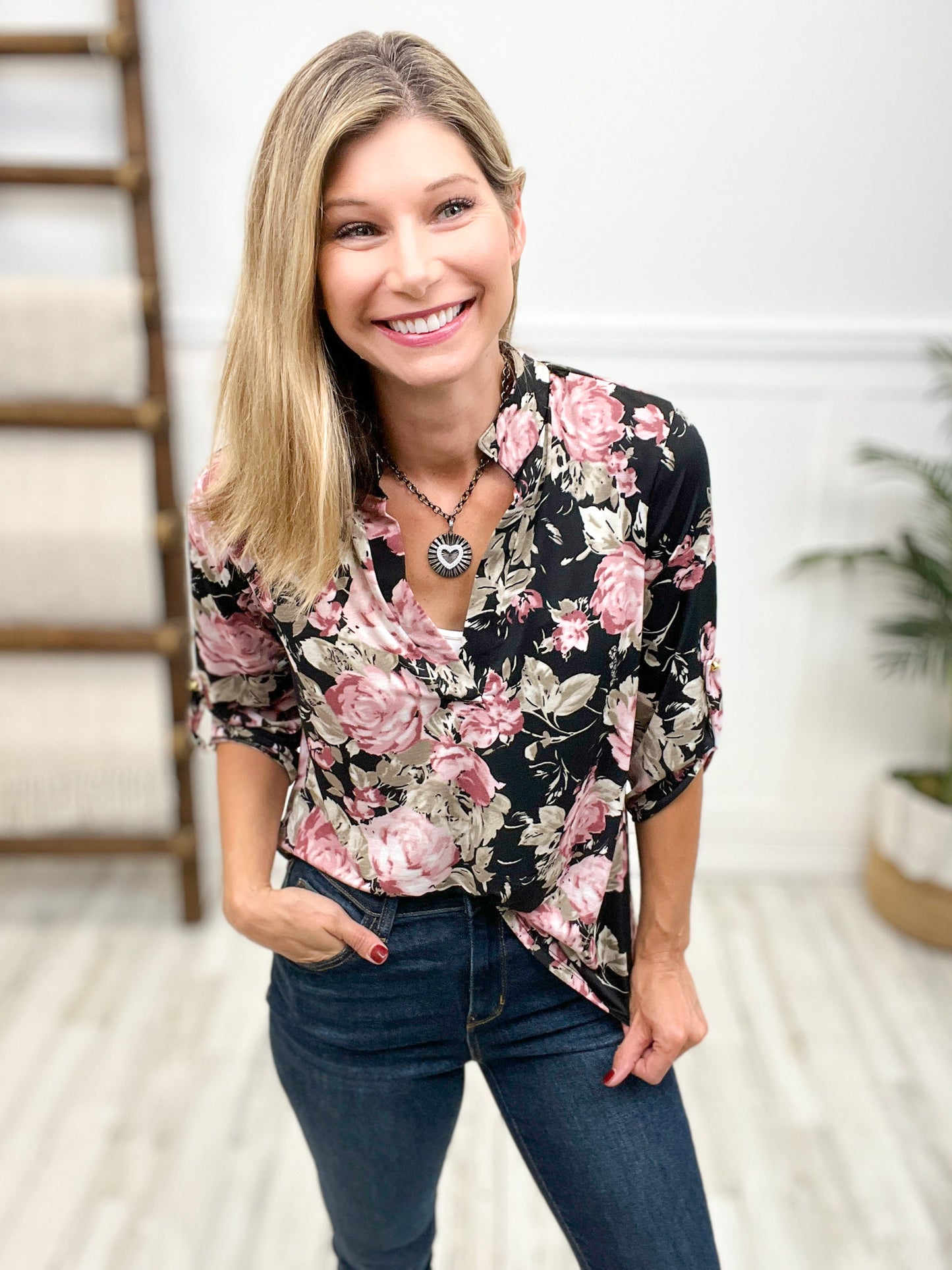 Floral 3/4 Sleeve Top