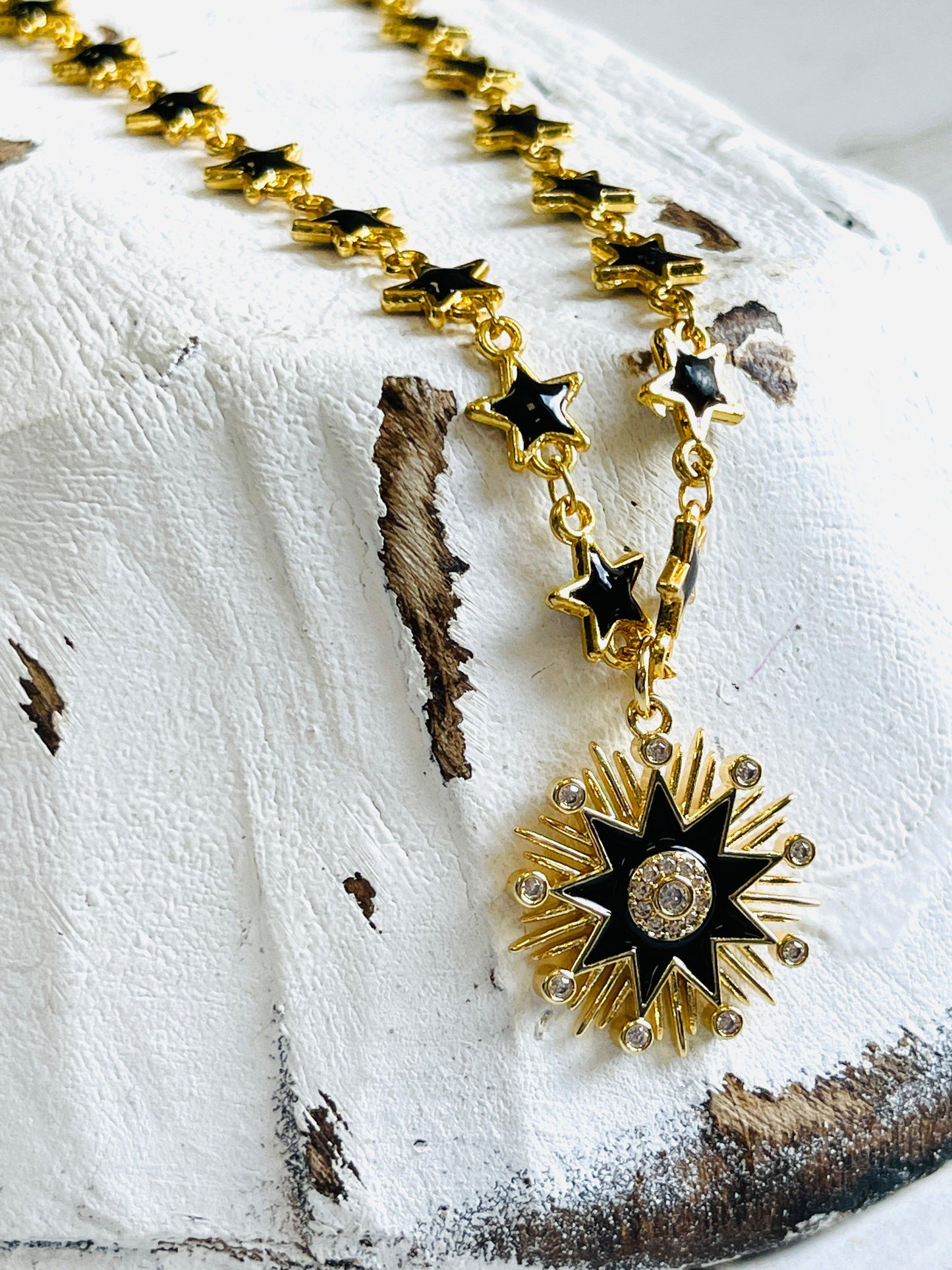 Black & Gold Starburst Star Necklace - Emma Evelyn Jewelry Guangzhou Laursain Jewelry Co., - Emma Lou's Boutique