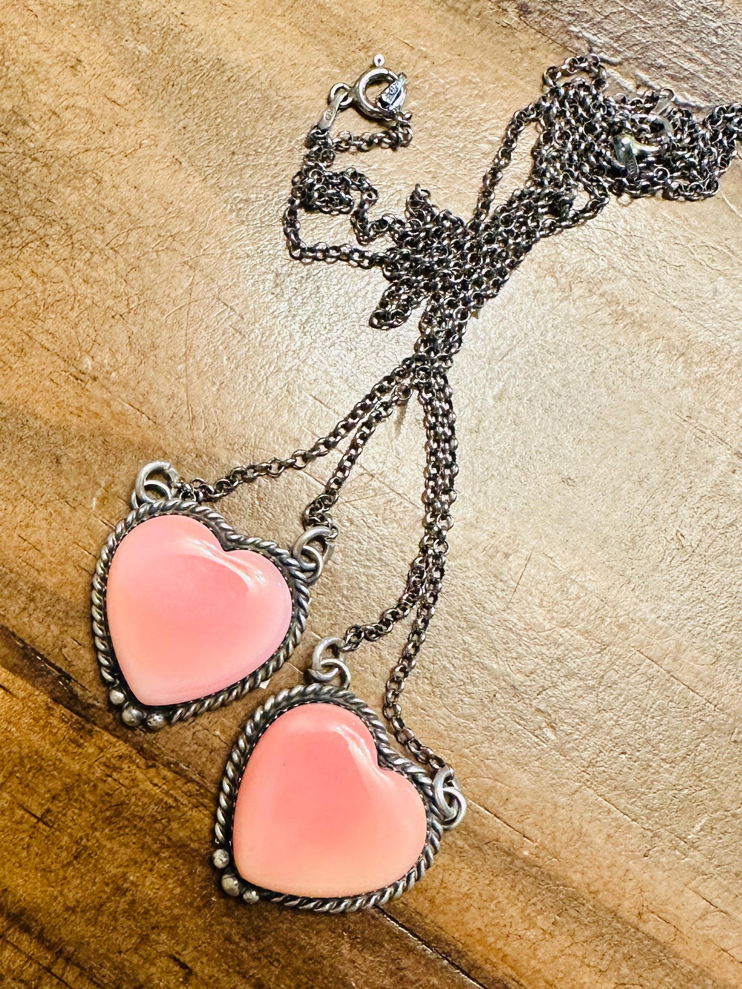 Cliffton Yazzie Pink Conch Heart Necklace