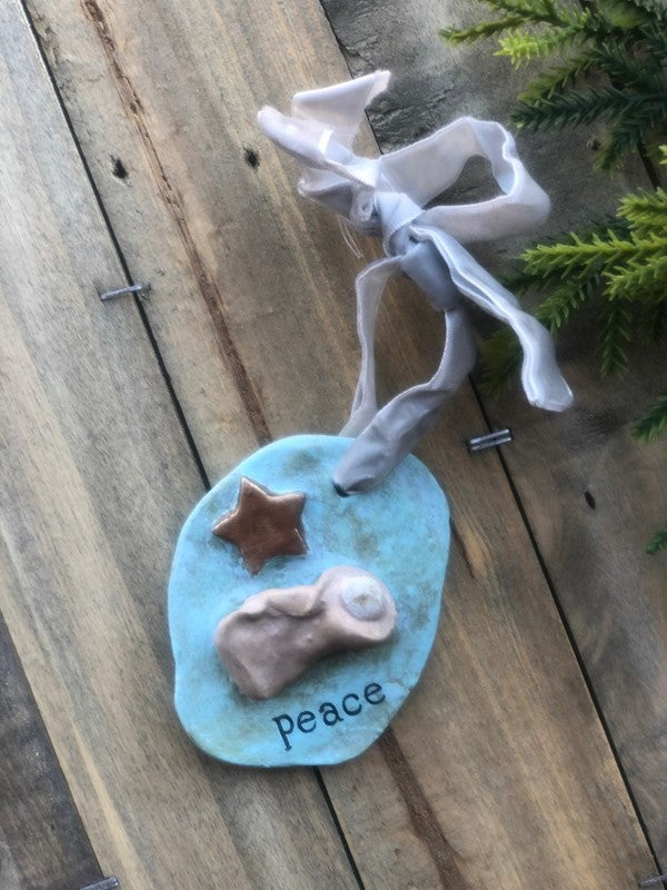 3.5" Handmade Baby Jesus Ornament, Peace ©Kristy Carpenter